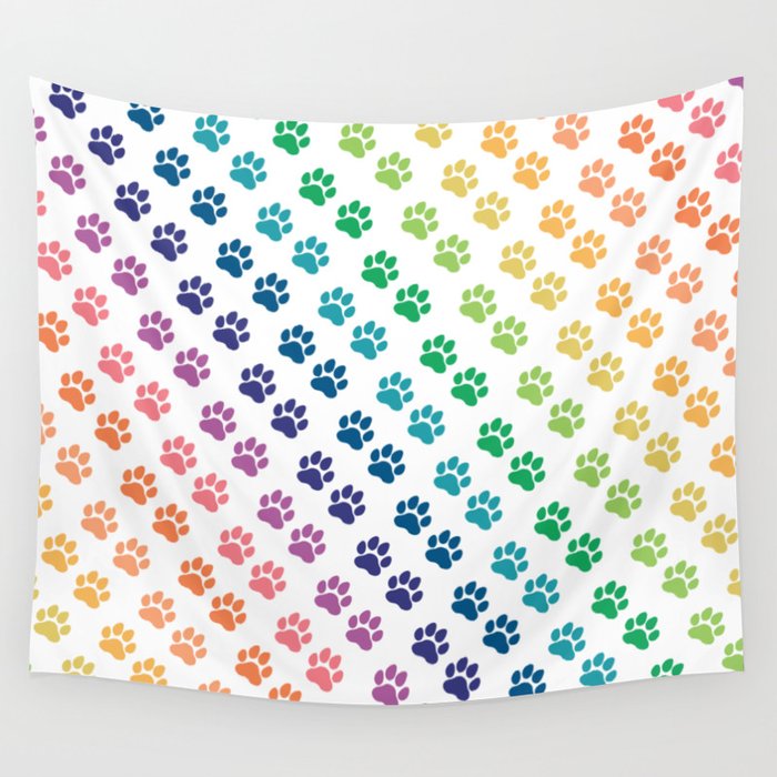 Rainbow paws Wall Tapestry