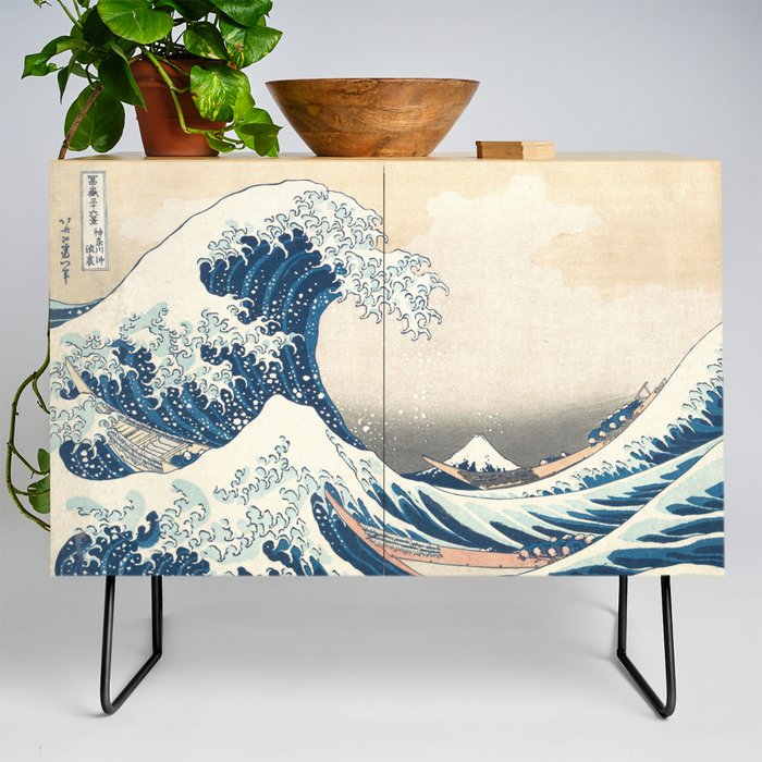 The Great Wave Off Kanagawa by Katsushika Hokusai Thirty Six Views of Mount Fuji - The Great Wave Credenza