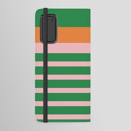 Mixed Stripe Pattern in Green, Pink, and Orange Android Wallet Case