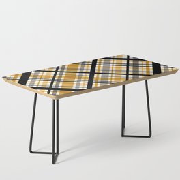 MCM Diagonal Plaid Pattern // Butterscotch, Gold, Gray, Black and White Stripes Coffee Table