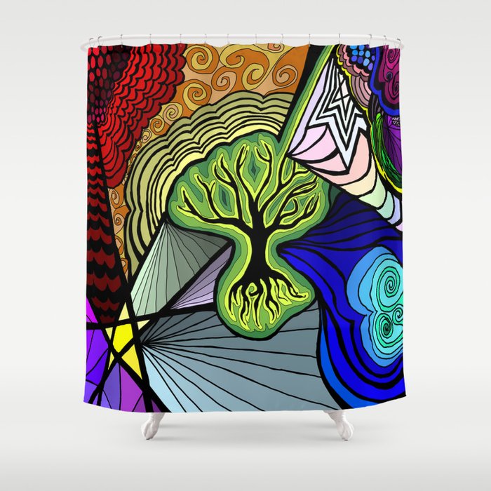 Abstract Yggdrasil Shower Curtain