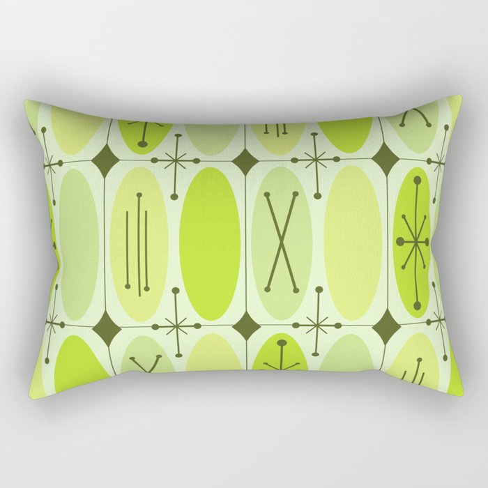 Atomic Era Ovals In Rows Chartreuse Rectangular Pillow
