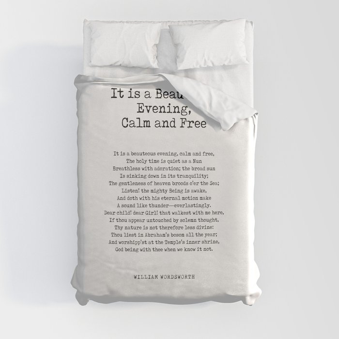 It is a Beauteous Evening, Calm and Free - William Wordsworth Poem - Literature - Typewriter Print 2 Duvet Cover
