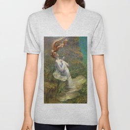 Ophelia madly in love (drowning) from William Shakespeare's Hamlet portrait woman under water painting V Neck T Shirt