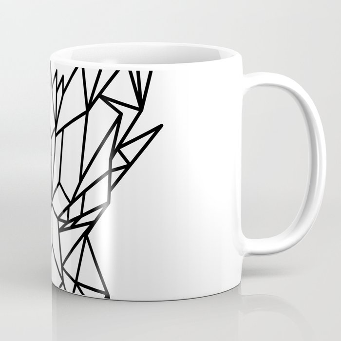 Dragon Head Front Low Poly Black and White Coffee Mug