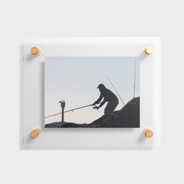 Jetty fishing silhouette  Floating Acrylic Print