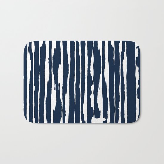 Blue- White- Stripe - Stripes - Marine - Maritime - Navy - Sea - Beach - Summer - Sailor 5 Bath Mat