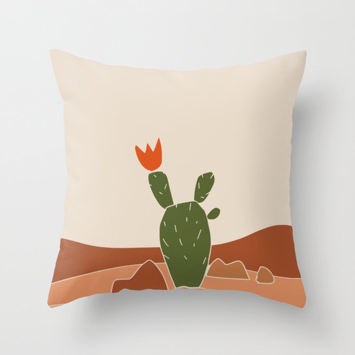 Red Crown cactus Throw Pillow