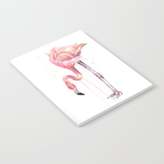 Flamingo Watercolor Painting Art Tropical Birds | Facing Left Notebook