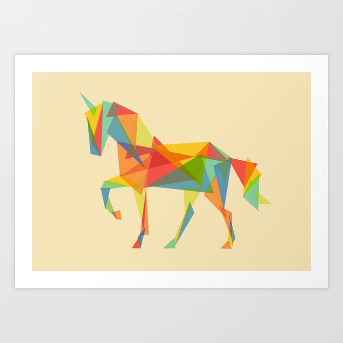 Fractal Geometric Unicorn Art Print