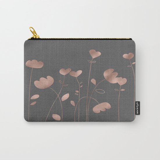 Rosegold pink flowers- floral design- Flower Carry-All Pouch