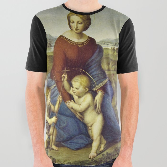 Madonna of the Meadows by Raphael All Over Graphic Tee