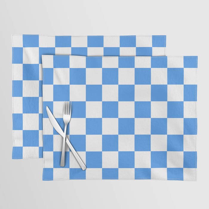 Blue Checkers Pattern Placemat