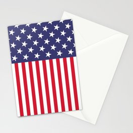 USA Red White and Blue Stars and Vertical Stripes American Flag Stationery Card