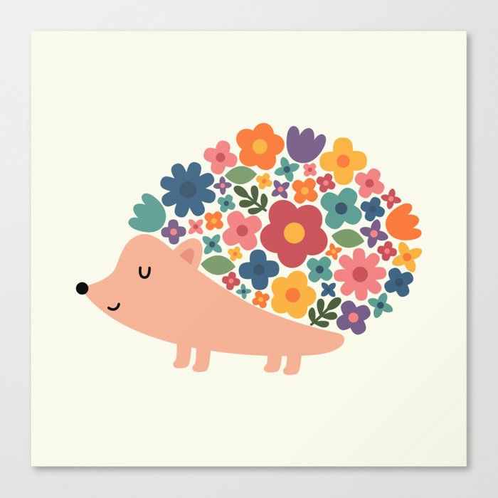 Floral Hedgehog Canvas Print