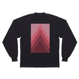 Izza - Red and Pink Geometric Triangle Minimalistic Art Design Long Sleeve T-shirt