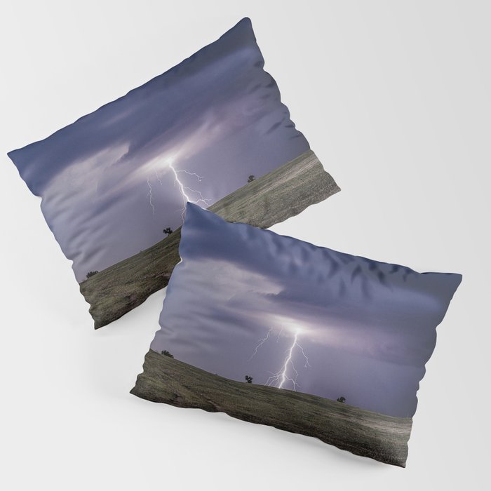 Bug Zapper - Lightning Strikes the Plains on a Stormy Night in Oklahoma Pillow Sham