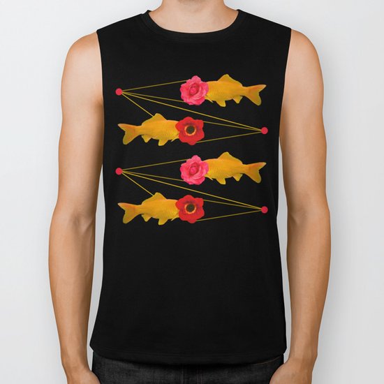 fishes and flowers Biker Tank