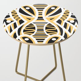 Charcoal White and Yellow Abstract Tribal Pattern Side Table