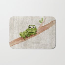 Little Frog, Forest Animals, Woodland Critters, Tree Frog Illustration Bath Mat