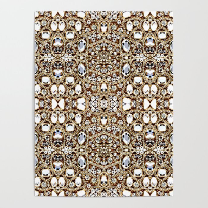 jewelry gemstone silver champagne gold crystal Poster