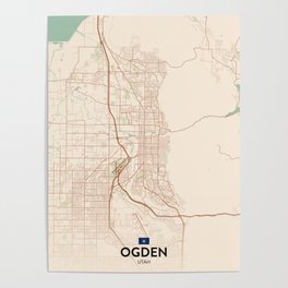 Ogden, Utah, United States - Vintage City Map Poster