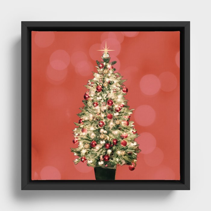 Christmas Tree on Red Framed Canvas