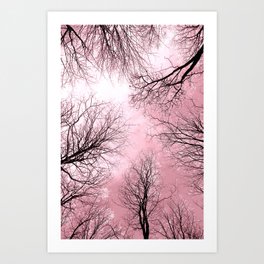 Black Trees Pink Sky Art Print