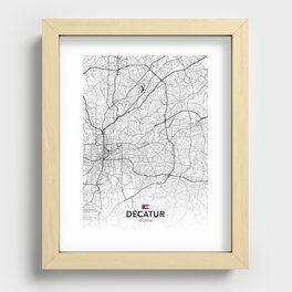 Decatur, Georgia, United States - Light City Map Recessed Framed Print