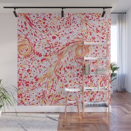 Boho bubbles and twirl pattern red and white Wall Mural