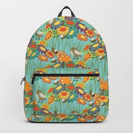 Colorful Gerber Daisy Flower Field Backpack | Yellow, Green, Garden, Cute, Whimsical, Summer, Gerberdaisy, Graphicdesign, Spring, Colorful 