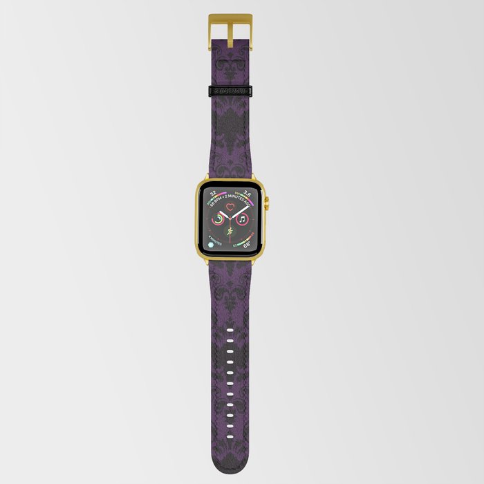 Aubergine and Black Damask Apple Watch Band by Color Obsession