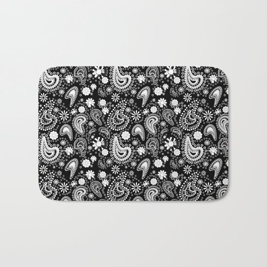 Paisley Power Black and White Bath Mat