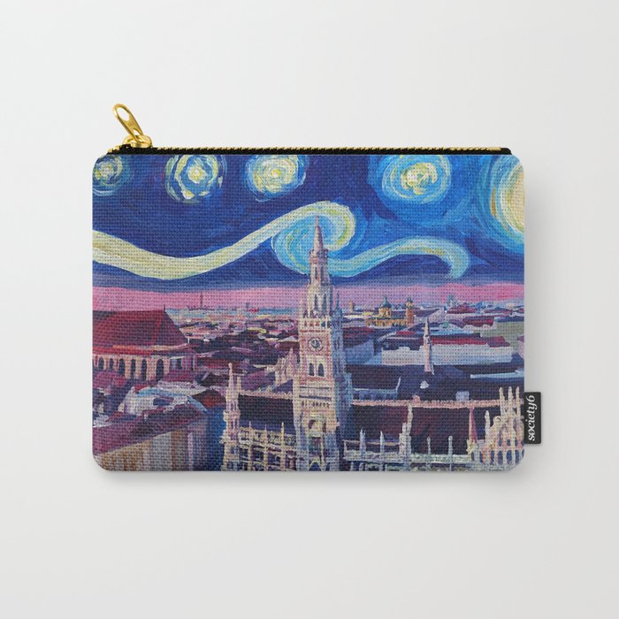 Starry Night In Munich Van Gogh Inspirations with Church of Our Lady and City Hall Carry-All Pouch