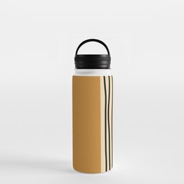 Abstract mid century modern minimalist stripes- mustard yellow Water Bottle