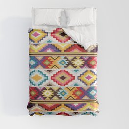 Multicolor geometric aztec pattern colorful decoration mexican clothes ethnic boho chic Duvet Cover