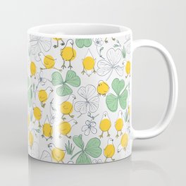 Orange Chicks on a Gray Background Coffee Mug | Drawing, Farm, Chickens, Orange, Hannamccown, Country, Floral, Digital, Pattern, Garden 