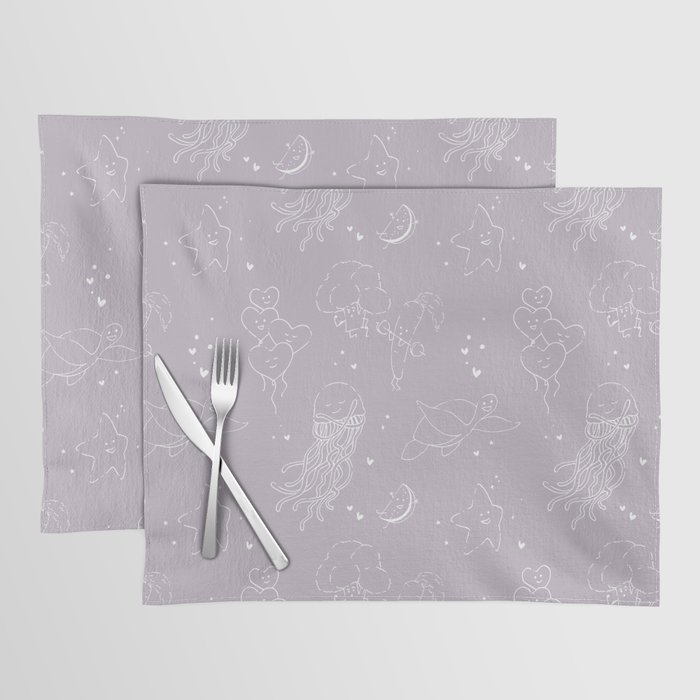 Affirmation Characters Pattern - Purple Placemat