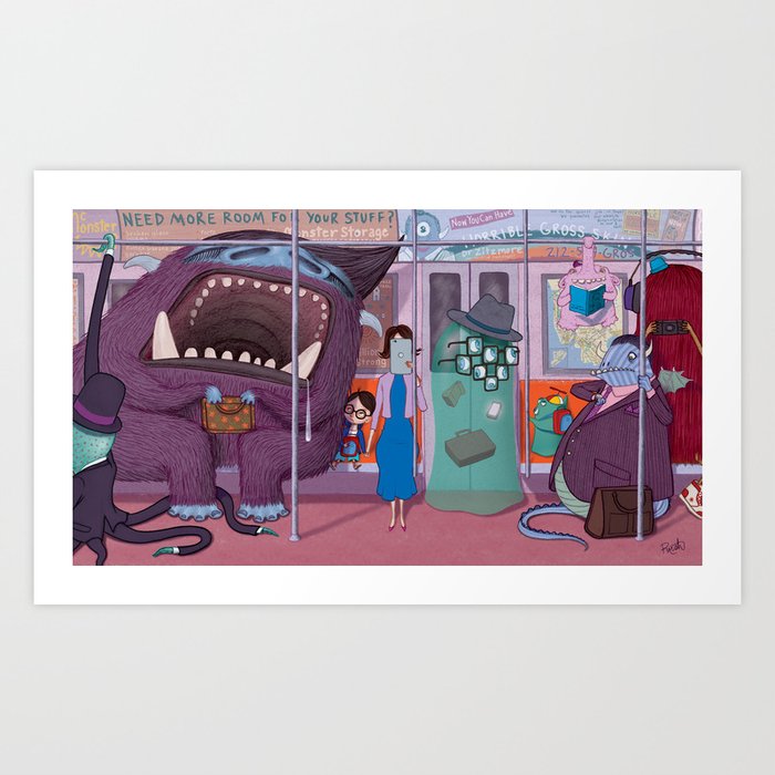 Subway Monsters Art Print