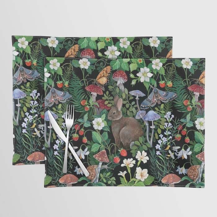Rabbit and Strawberry Garden Placemat