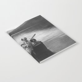 Dogs on a boat black and white canine photograph portrait - photographs - photography Notebook