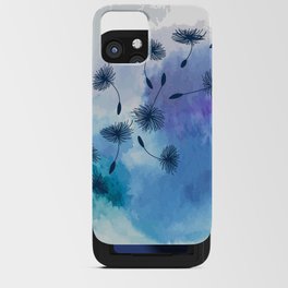 Blue Dandelion Seeds on Watercolor iPhone Card Case