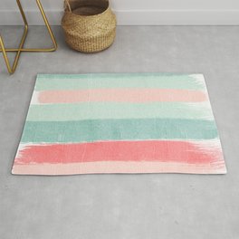 Stripes painted coral minimal mint teal bright southern charleston decor colors Area & Throw Rug