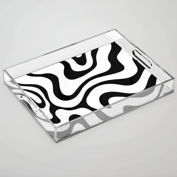 Warped Swirl Marble Pattern (white/black) Acrylic Tray
