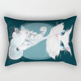 Catarday Night - white cat Rectangular Pillow