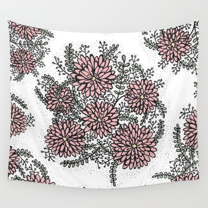 Flora - Pink Wall Tapestry