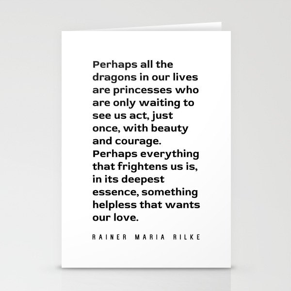 Beauty, Courage and Love - Rainer Maria Rilke Quote - Typography Print 1 Stationery Cards
