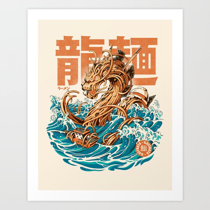Great Ramen Dragon off Kanagawa Art Print