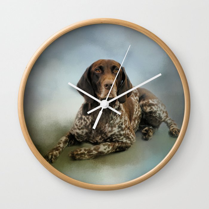 Waiting For A Cue - German Shorthaired Pointer Wall Clock