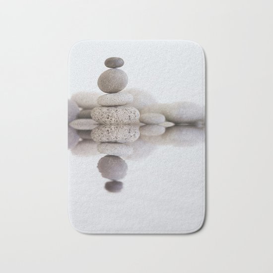Stone Balance pebble cairn and water Bath Mat